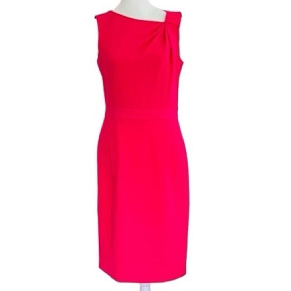 ANNE KLEIN Blossom Pink Sleeveless
Sheath Dress Asymmetric Neck Size 4 - Picture 1 of 7